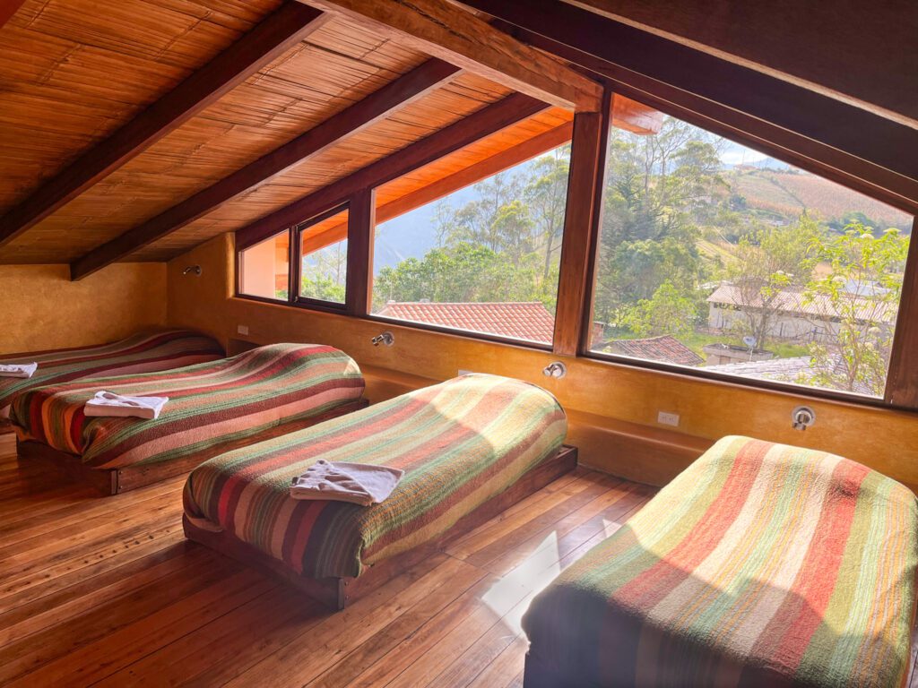 an example of a good hostel, with single beds overlooking the mountians