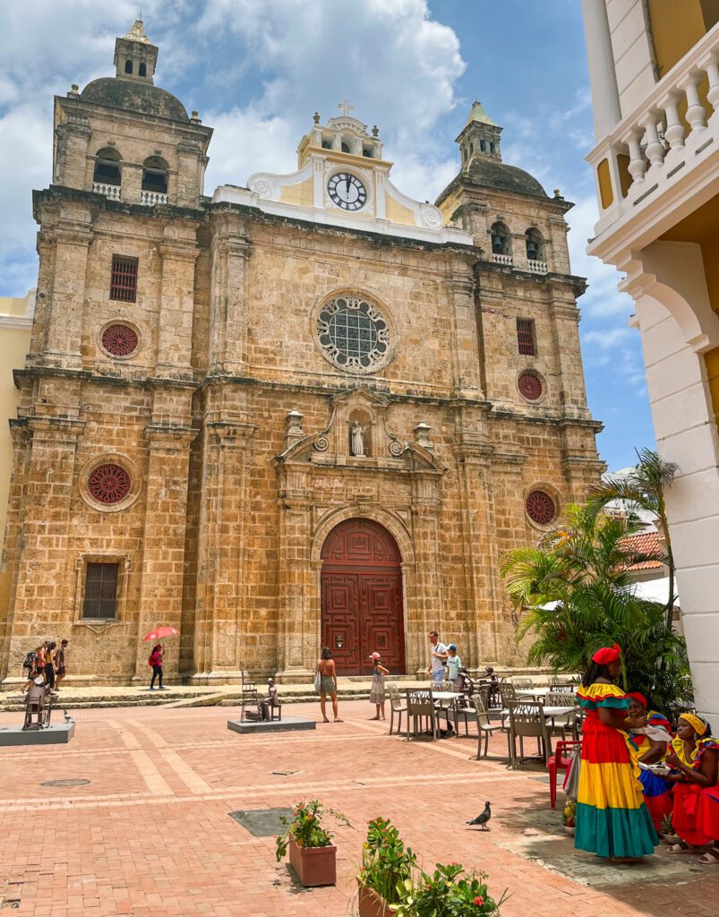 a colonial church in the historic center of cartagena, colombia