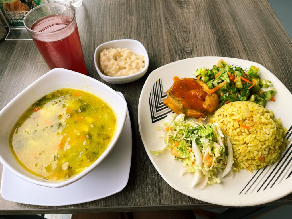 a vegetarian lunch served in medellin, colombia