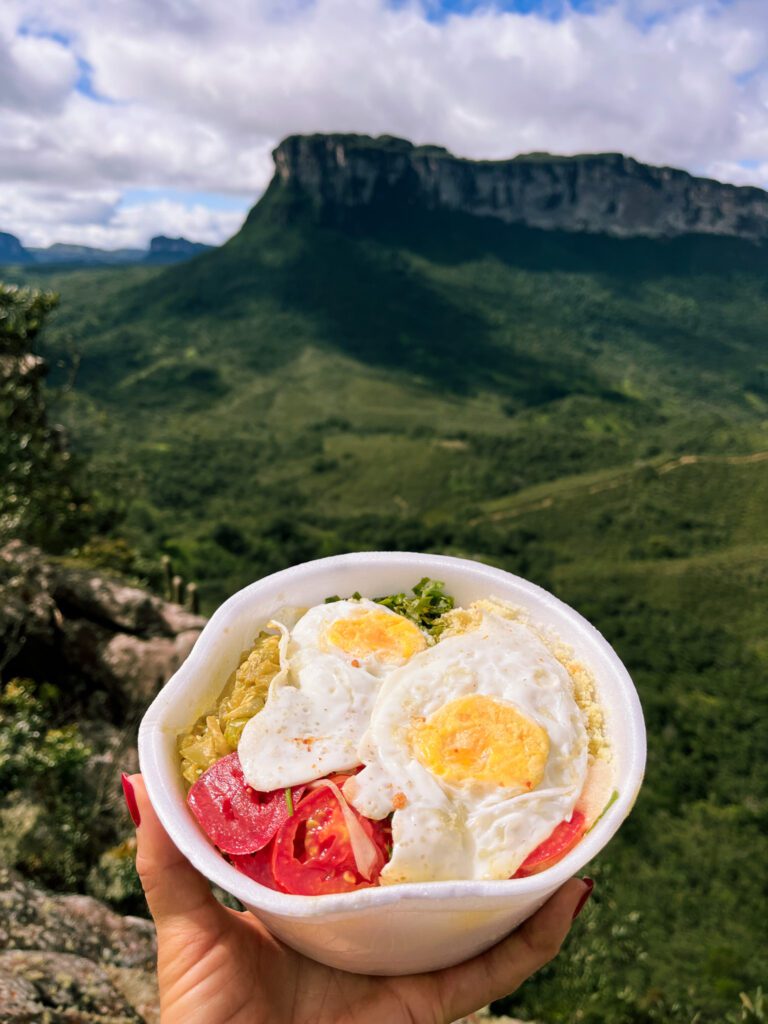 local brazilian food at a hiking viewpoint