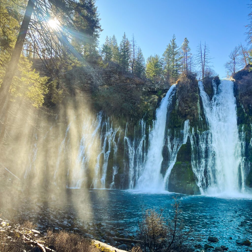 a wide waterfall in northern california