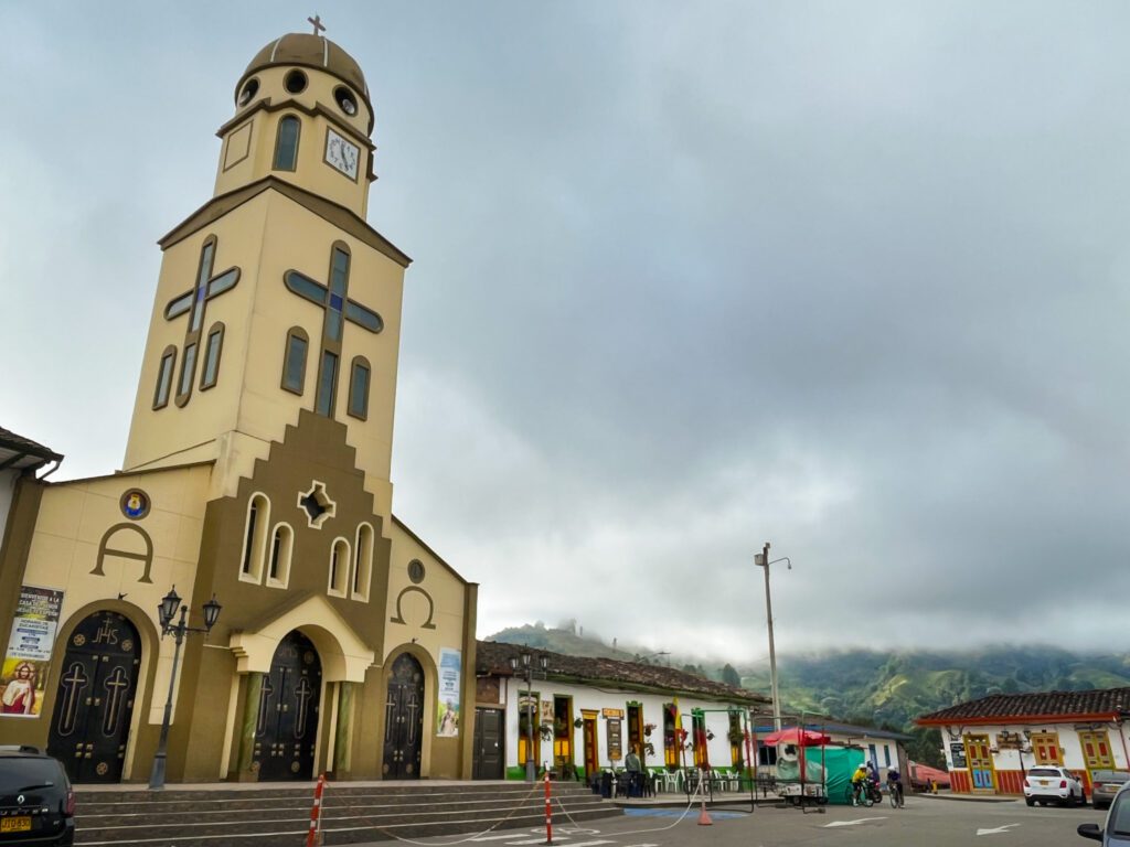 the church and main square in salento, colombia
