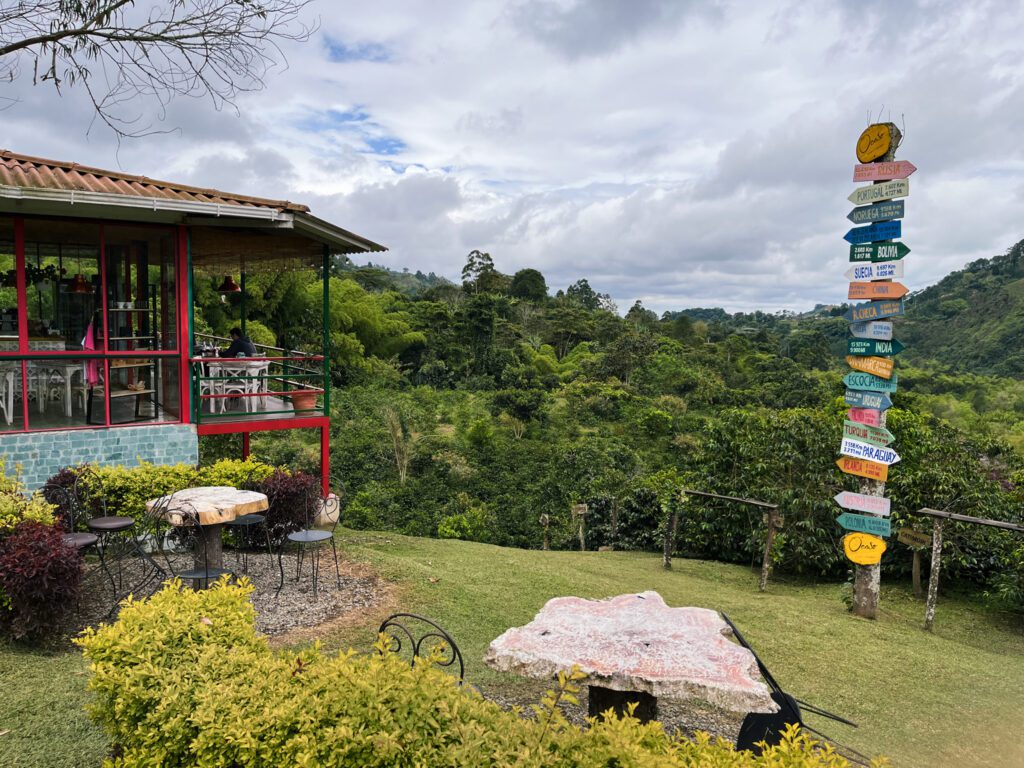 a cafe overlooking the mountains in salento, colombia