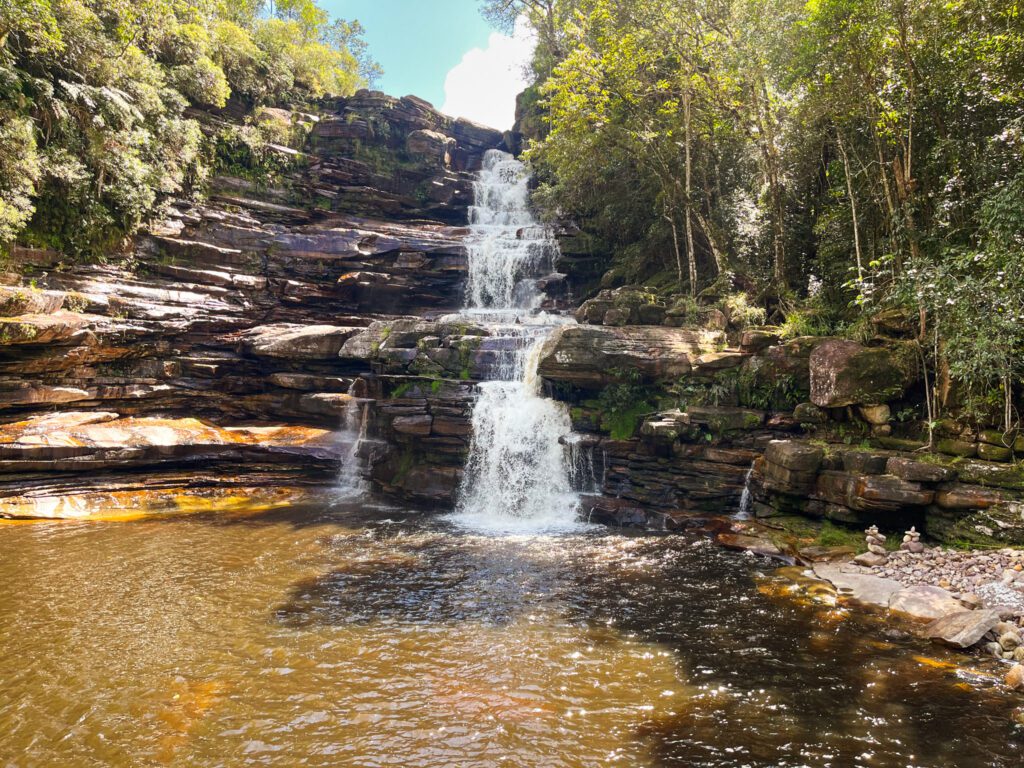 a waterfall in vale do pati, brazil