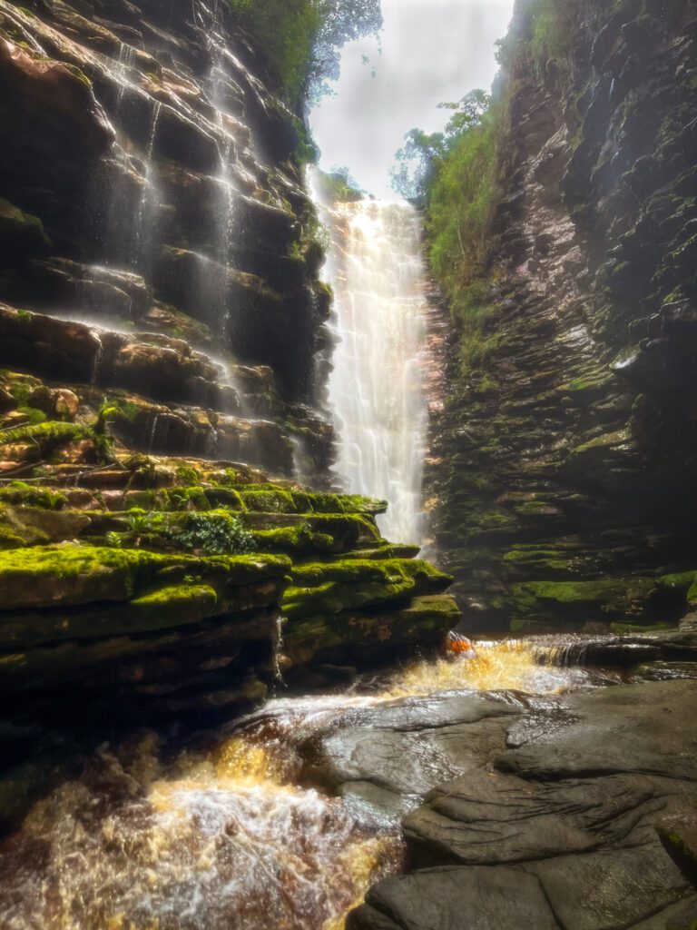 cachoeira do mixila, a waterfall in a canyon in brazil