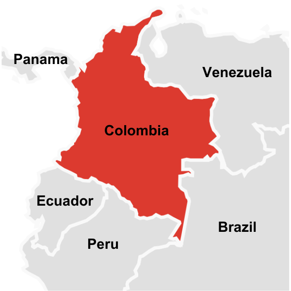 a map showing colombia's neighboring countries