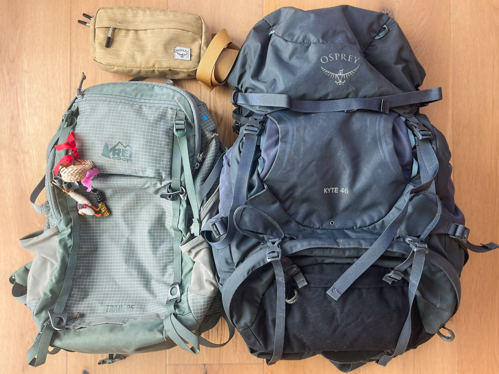 backpacks included in a packing list for long-term travel