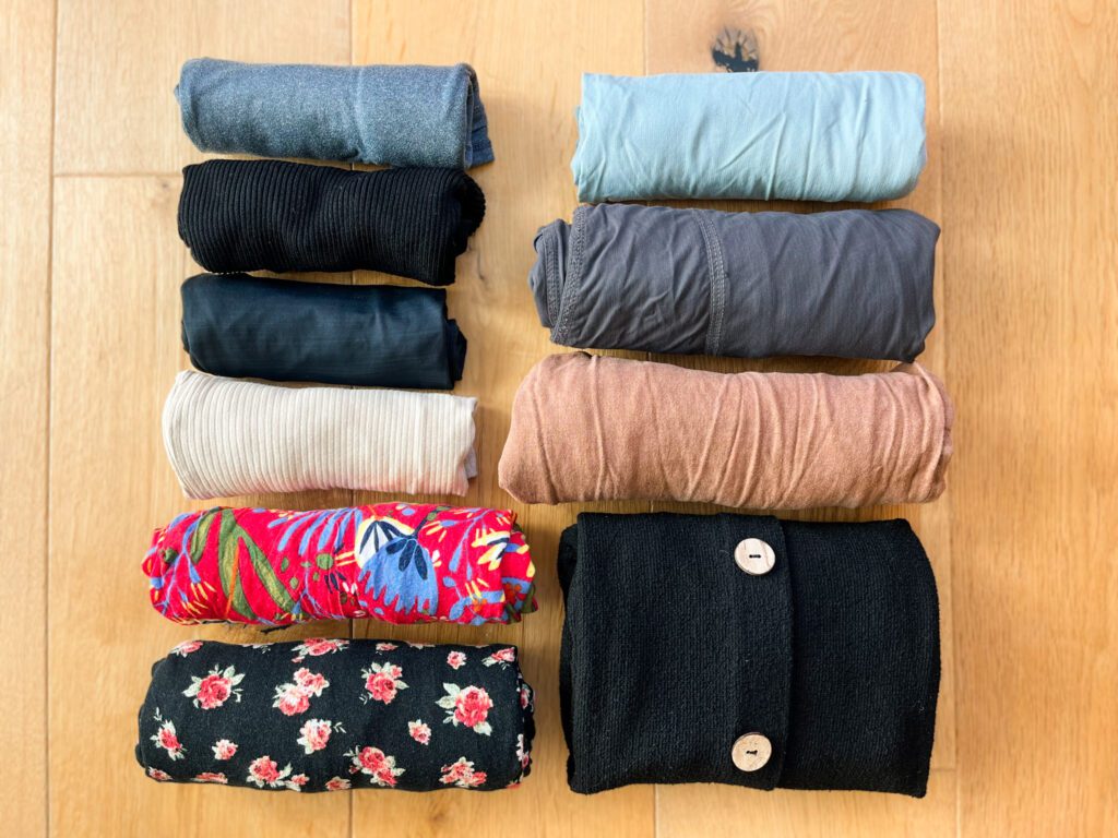 a small layout of clothes demonstrating minimalist packing