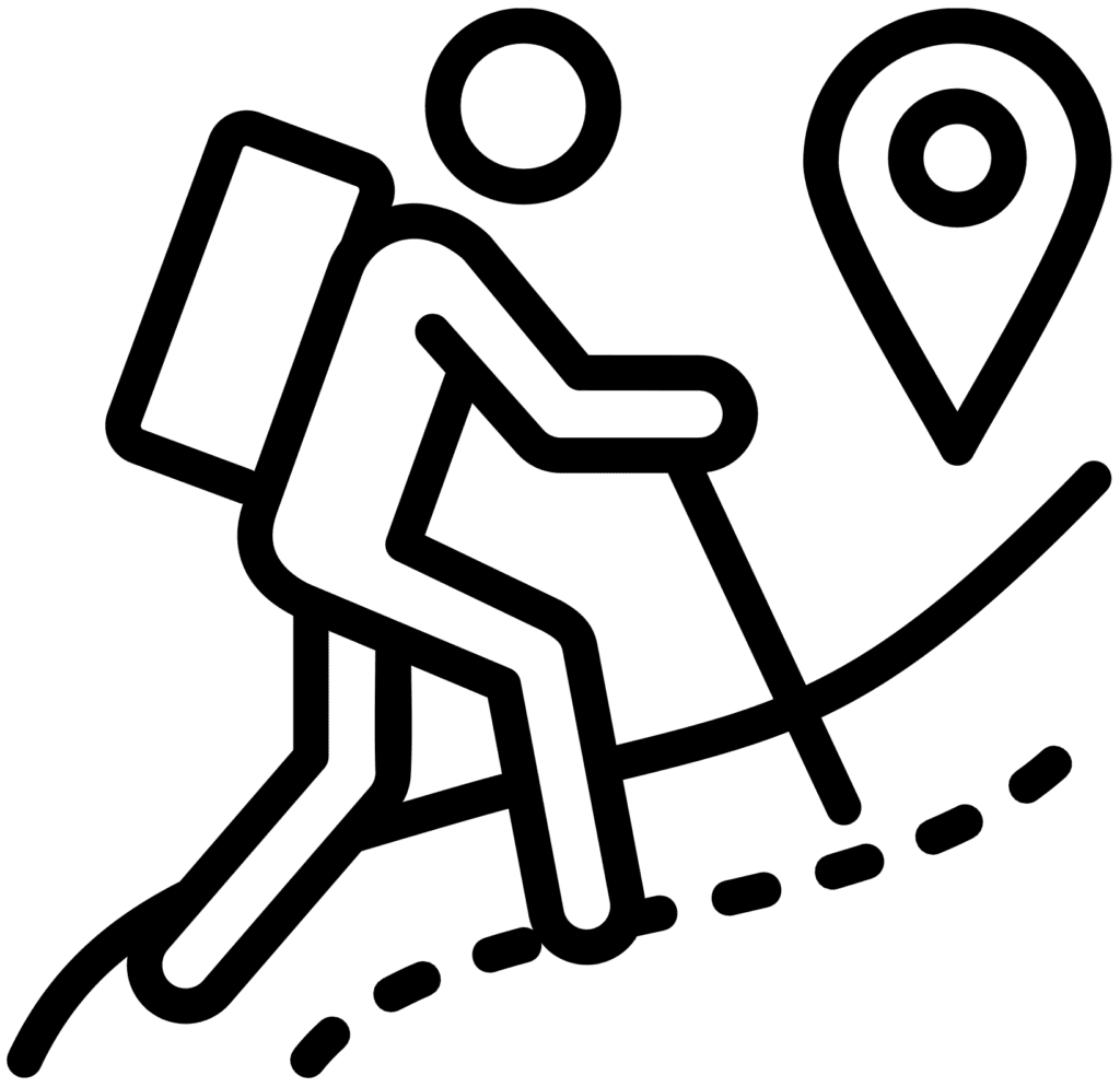a tourist hiking graphic to represent travel resources