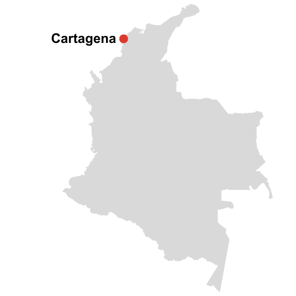 a map showing the location of cartagena, colombia