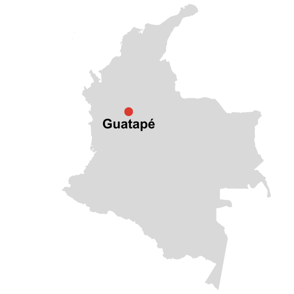 a map showing the location of guatape in colombia