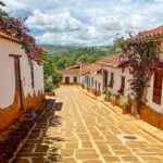 a street in the colonial town of barichara, near san gil, colombia
