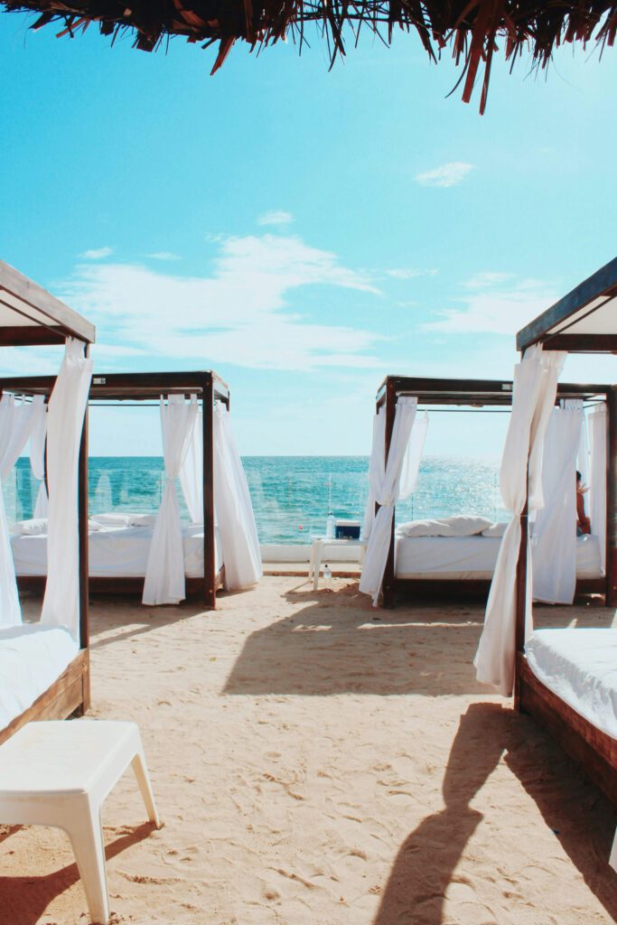 cabanas at a beachfront resort