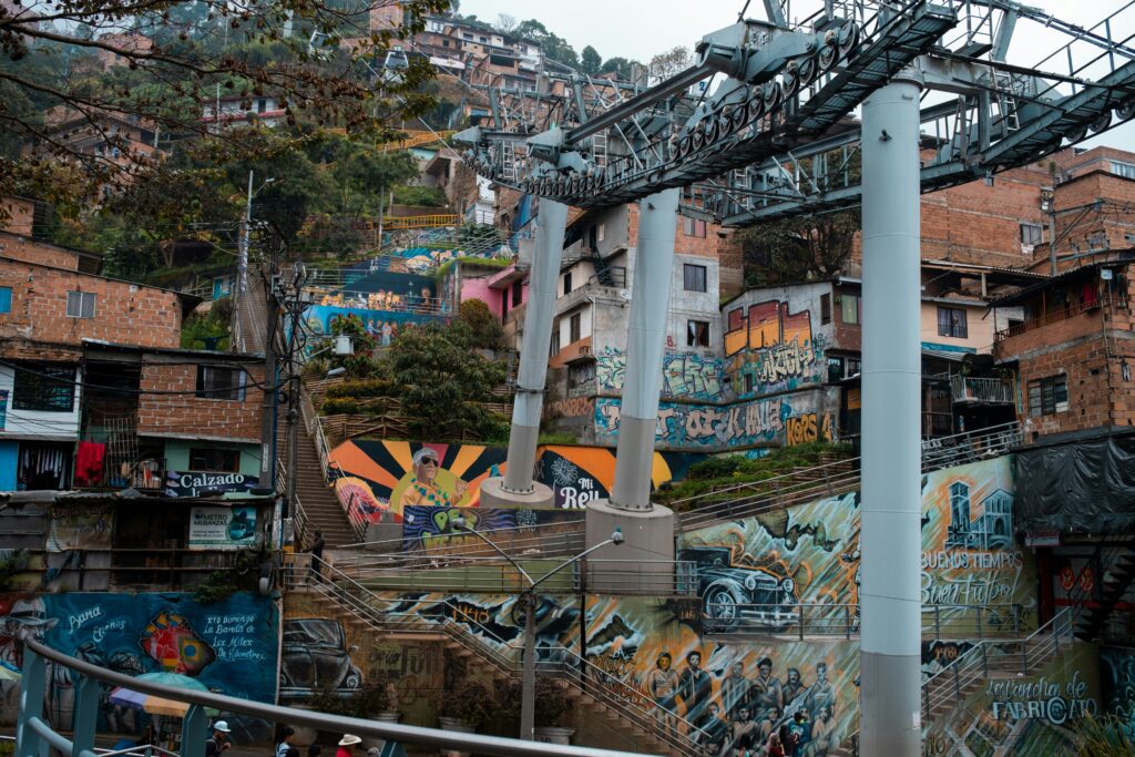 the hilly neighborhood of comuna 13 in medellin, colombia