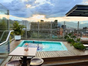 a rooftop pool in medellin, colombia
