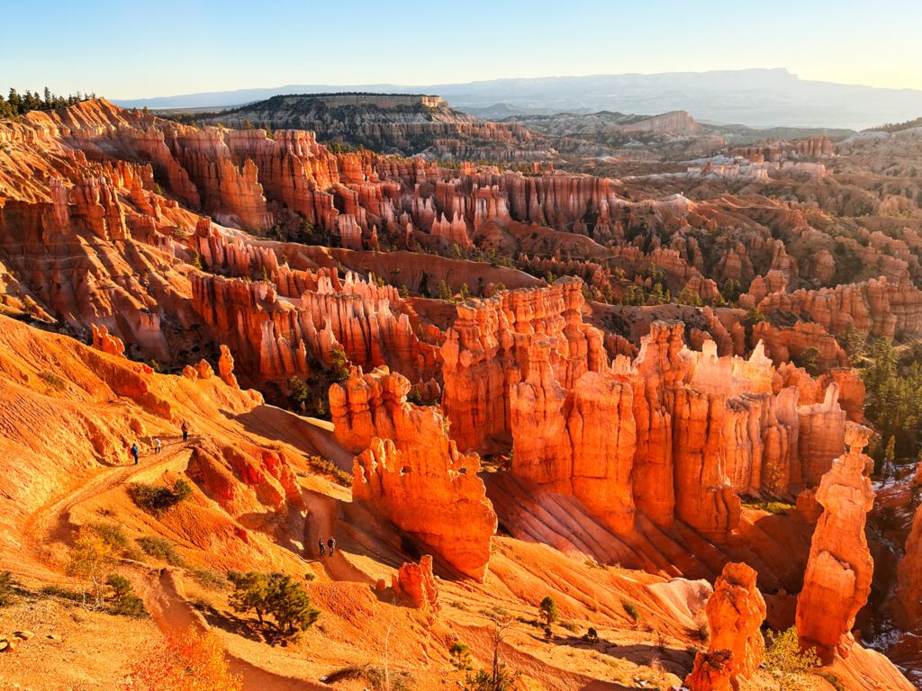 view overlooking a bryce canyon hike just after sunrise