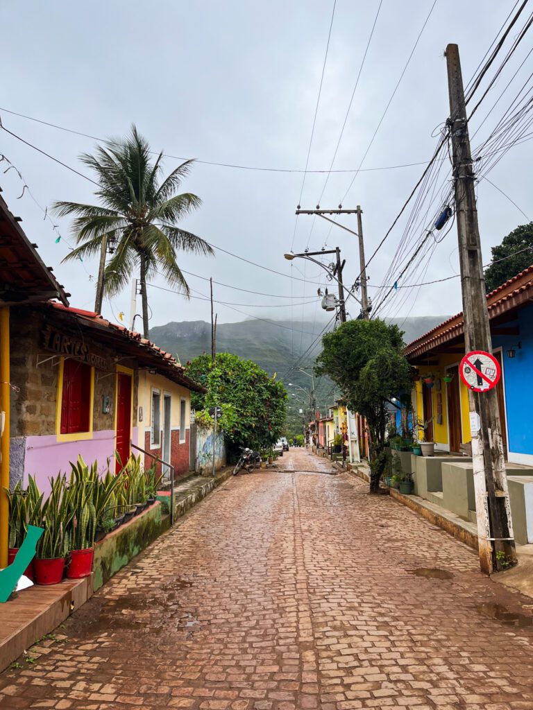 a street in the town of vale do capao, brazil